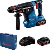 Bosch GBH 187-LI rotary hammer with 18V battery set.