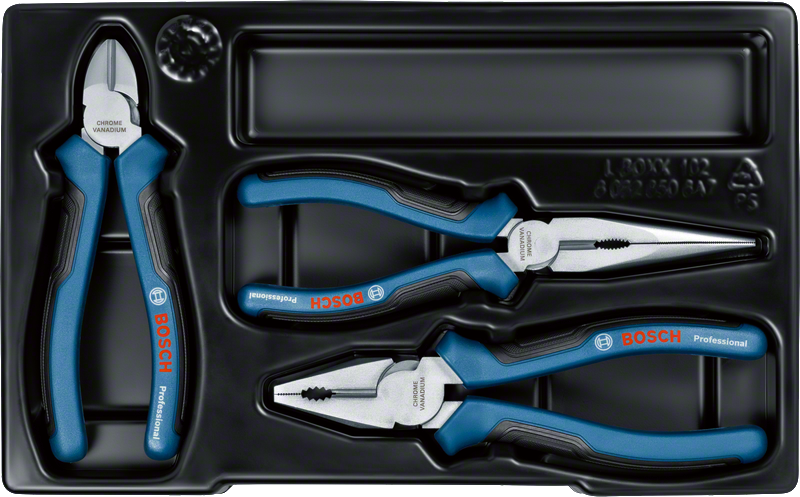 Plier Set 3 pcs Bosch plier set 3 pcs with ergonomic handles.