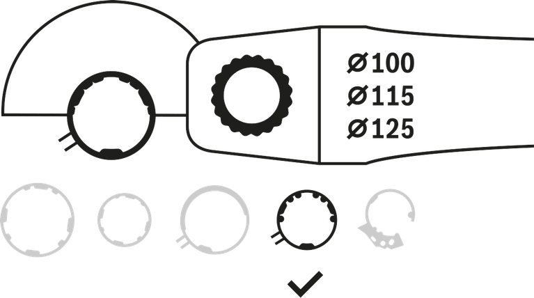 Protective guard without cover for grinding Bosch combination guard screw-fitting for 100, 115, 125 mm angle grinders.