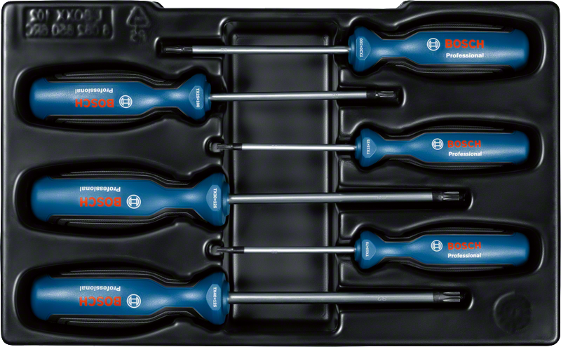 Bosch Screwdriver Set 6pc TX with ergonomic handles.