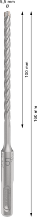 PRO SDS plus-5X Hammer Drill Bit, 5.5 x 100 x 160 mm PRO SDS plus-5X Hammer Drill Bit, 5.5 x 100 x 160 mm