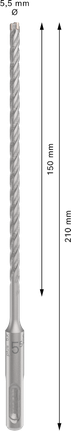 PRO SDS plus-5X Hammer Drill Bit, 5.5 x 150 x 210 mm PRO SDS plus-5X Hammer Drill Bit, 5.5 x 150 x 210 mm