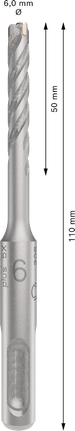 PRO SDS plus-5X Hammer Drill Bit, 6 x 50 x 110 mm PRO SDS plus-5X Hammer Drill Bit, 6 x 50 x 110 mm