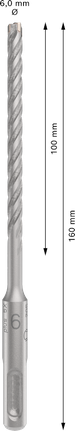 PRO SDS plus-5X Hammer Drill Bit, 6 x 100 x 160 mm PRO SDS plus-5X Hammer Drill Bit, 6 x 100 x 160 mm