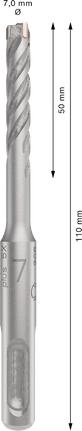 PRO SDS plus-5X Hammer Drill Bit, 7 x 50 x 110 mm PRO SDS plus-5X Hammer Drill Bit, 7 x 50 x 110 mm