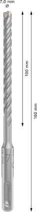 PRO SDS plus-5X Hammer Drill Bit, 7 x 100 x 160 mm PRO SDS plus-5X Hammer Drill Bit, 7 x 100 x 160 mm