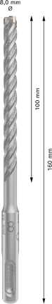 PRO SDS plus-5X Hammer Drill Bit, 8 x 100 x 160 mm PRO SDS plus-5X Hammer Drill Bit, 8 x 100 x 160 mm