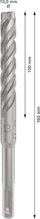PRO SDS plus-5X Hammer Drill Bit, 13 x 100 x 160 mm PRO SDS plus-5X Hammer Drill Bit, 13 x 100 x 160 mm