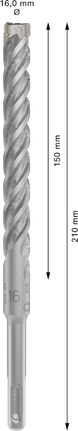 PRO SDS plus-5X Hammer Drill Bit, 16 x 150 x 210 mm PRO SDS plus-5X Hammer Drill Bit, 16 x 150 x 210 mm