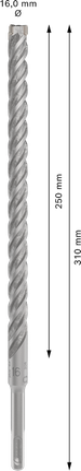 PRO SDS plus-5X Hammer Drill Bit, 16 x 250 x 310 mm PRO SDS plus-5X Hammer Drill Bit, 16 x 250 x 310 mm