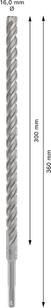 PRO SDS plus-5X Hammer Drill Bit, 16 x 300 x 360 mm PRO SDS plus-5X Hammer Drill Bit, 16 x 300 x 360 mm