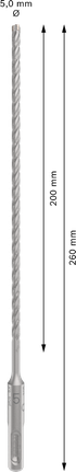 PRO SDS plus-5X Hammer Drill Bit, 5 x 200 x 260 mm PRO SDS plus-5X Hammer Drill Bit, 5 x 200 x 260 mm