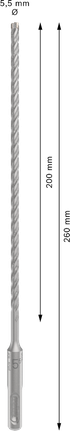 PRO SDS plus-5X Hammer Drill Bit, 5.5 x 200 x 260 mm PRO SDS plus-5X Hammer Drill Bit, 5.5 x 200 x 260 mm