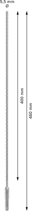 PRO SDS plus-5X Hammer Drill Bit, 5.5 x 400 x 460 mm PRO SDS plus-5X Hammer Drill Bit, 5.5 x 400 x 460 mm