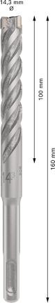 PRO SDS plus-5X Hammer Drill Bit, 14.3 x 100 x 160 mm PRO SDS plus-5X Hammer Drill Bit, 14.3 x 100 x 160 mm