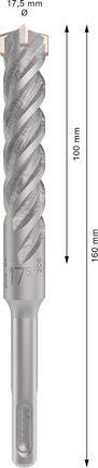 PRO SDS plus-5X Hammer Drill Bit, 17.5 x 100 x 160 mm PRO SDS plus-5X Hammer Drill Bit, 17.5 x 100 x 160 mm