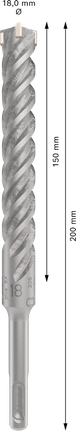 PRO SDS plus-5X Hammer Drill Bit, 18 x 150 x 200 mm PRO SDS plus-5X Hammer Drill Bit, 18 x 150 x 200 mm
