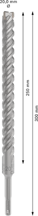 PRO SDS plus-5X Hammer Drill Bit, 20 x 250 x 300 mm PRO SDS plus-5X Hammer Drill Bit, 20 x 250 x 300 mm
