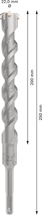 PRO SDS plus-5X Hammer Drill Bit, 22 x 200 x 250 mm PRO SDS plus-5X Hammer Drill Bit, 22 x 200 x 250 mm
