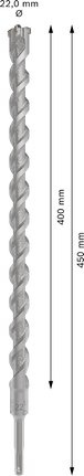 PRO SDS plus-5X Hammer Drill Bit, 22 x 400 x 450 mm PRO SDS plus-5X Hammer Drill Bit, 22 x 400 x 450 mm