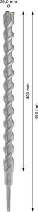 PRO SDS plus-5X Hammer Drill Bit, 26 x 400 x 450 mm PRO SDS plus-5X Hammer Drill Bit, 26 x 400 x 450 mm