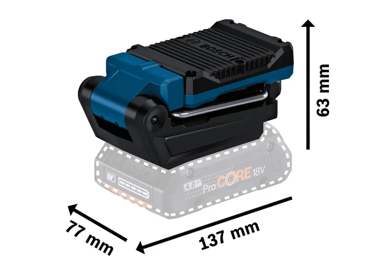 Bosch GLI 18V-800 cordless light, compact size.