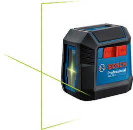 Bosch GLL 50 G laser leveling tool with green lines.