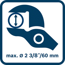 Opening of plier head pipes is max. 2 3/8" / 60mm