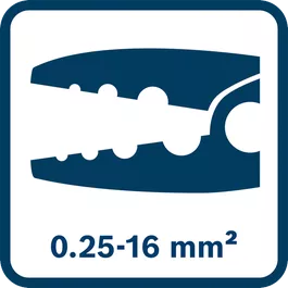 Indicates which wire sizes can be worked with; the value is indicated in cross section (mm²); the range is 0.25-16mm²
