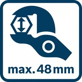Opening of plier head for nuts is max. 48mm