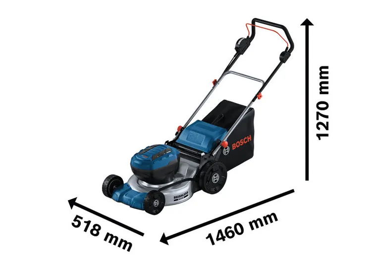 GRA 18V2-46 Bosch GRA 18V2-46 cordless lawnmower with large grass box.