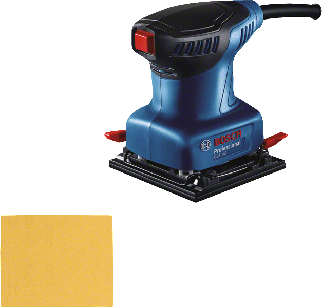 Bosch GSS 140 orbital sander with sanding sheet.