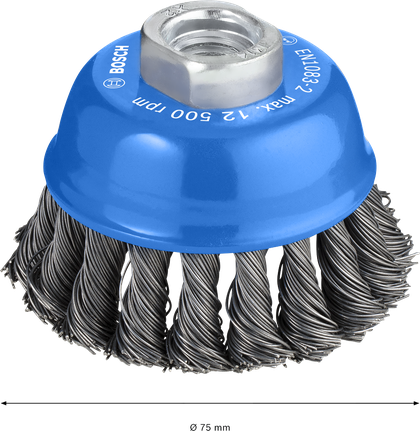 PRO Metal heavy Cup Brush, 75 x 0.5 mm, Thread Bosch PRO Metal heavy cup brush 75mm for angle grinders.