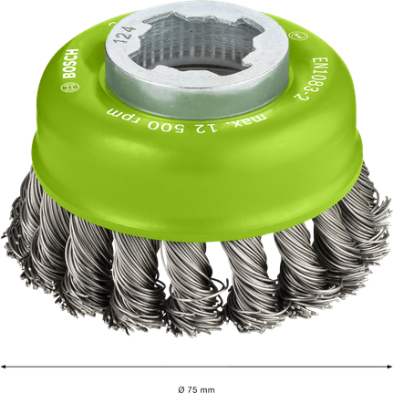 PRO Stainless Steel heavy X-Lock Cup Brush, 75 x 0.5 mm Bosch PRO Stainless Steel X-Lock Cup Brush 75 mm.