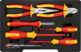 Bosch 7-piece VDE insulated screwdriver and plier set.