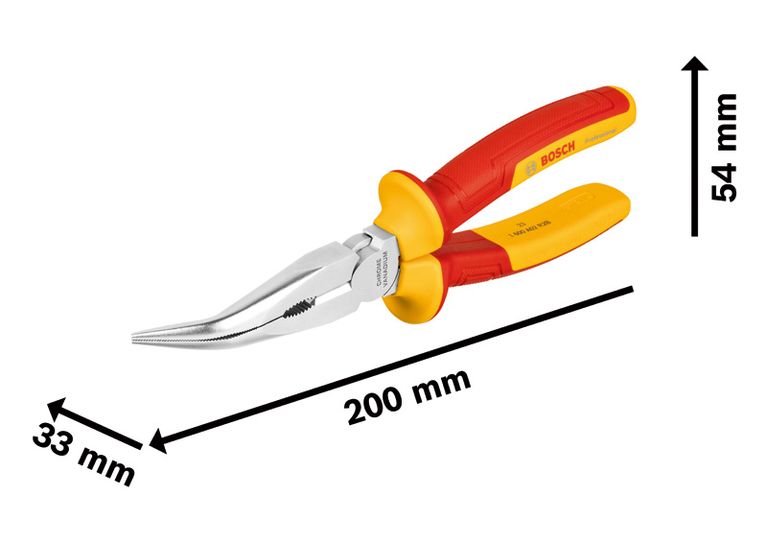 VDE Long Nose Pliers bent 40° 200mm VDE Long Nose Pliers bent 40° 200mm