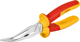 Bosch VDE bent long nose pliers 200mm for electrical work.