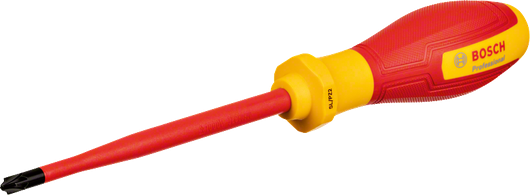Bosch VDE insulated screwdriver with SL PZ2 tip.