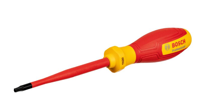 Bosch VDE TX20 insulated screwdriver for electrical work.