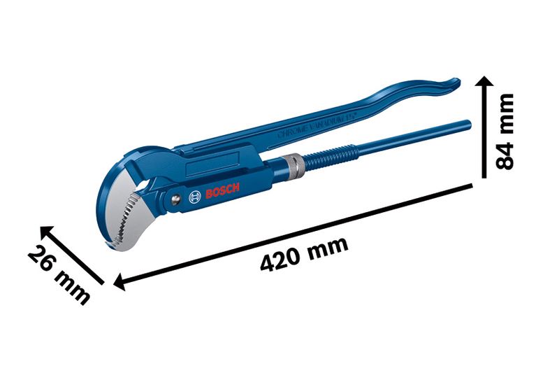 45° 420mm S-type corner pipe wrench Bosch 420mm corner pipe wrench.