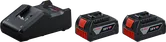 Bosch 18V battery starter set with charger and two 4Ah batteries.