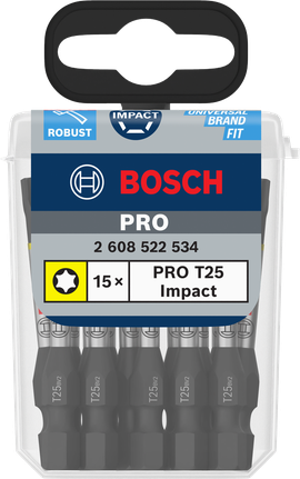 Bosch PRO Torx T25 55 mm impact bits, 15 pcs.
