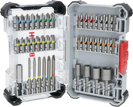 Extra Hard Screwdriver Bit Set, 43 pcs Bosch Extra Hard Screwdriver Bit Set 43 pcs in display case.