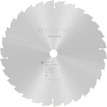 PRO Wood Circular Saw Blade, 406 x 3.2 x 30 mm Bosch PRO Wood Circular Saw Blade 406 mm for wood cutting.