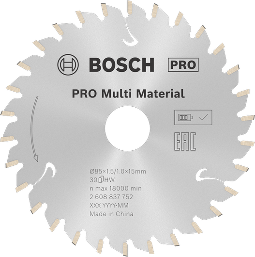 PRO Multi Material cordless Circular Saw Blade Bosch PRO Multi Material cordless circular saw blade 85 mm.