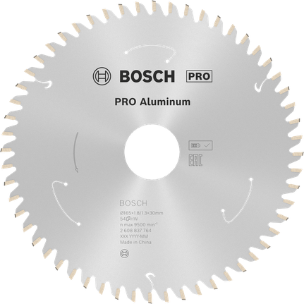 Bosch PRO Aluminium 165mm circular saw blade, 54 teeth.