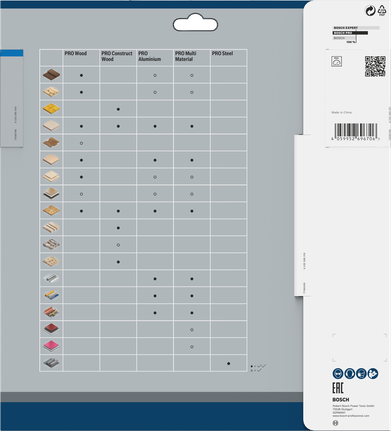 PRO Steel Circular Saw Blade, Corded, 254 x 2.2 x 25.4 mm, T52 Bosch PRO Steel circular saw blade packaging.