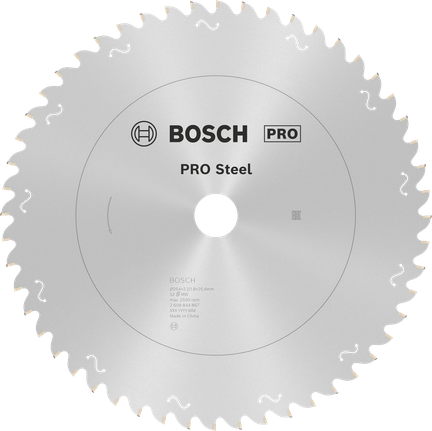 PRO Steel Circular Saw Blade, Corded, 254 x 2.2 x 25.4 mm, T52 Bosch PRO Steel Circular Saw Blade 254mm T52 for metal.