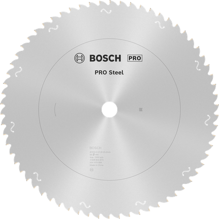 PRO Steel Circular Saw Blade, Corded, 355 x 2.2 x 25.4 mm, T66 Bosch PRO Steel Circular Saw Blade T66 for metal cutting.