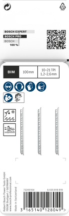 PRO Metal thick and thin T123XF Jigsaw Blade, 100 mm, 3 pcs Bosch PRO Metal T123XF jigsaw blades 100mm 3 pcs.